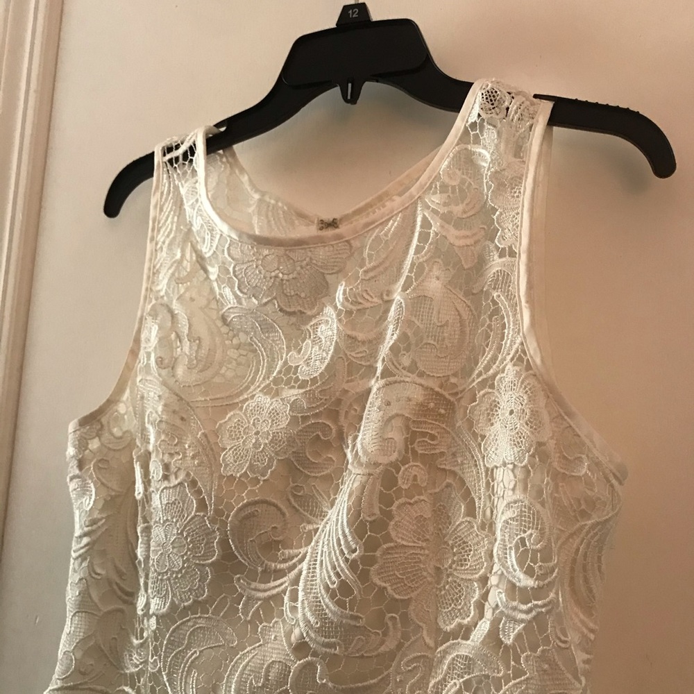 Adrianna Papell White Lace Midi Dress